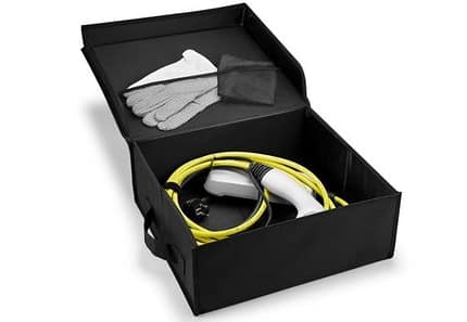 Scatola pieghevole per cavo di ricarica elettrica con guanti e panno di pulizia